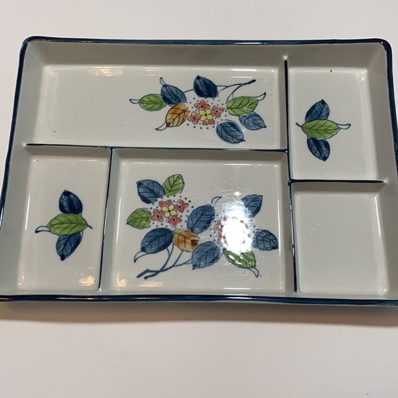 Lillian Vernon Vintage Floral Ceramic Snack Tray - Picture 3 of 6